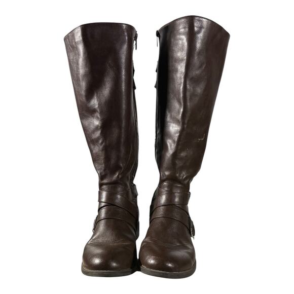Torrid Women’s Brown Knee High Riding Boots Size 9.5 M Wide Calf Buckles - Picture 4 of 9